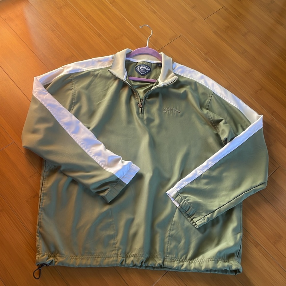 Callaway Olive Green and White Quarter-Zip Pullover Sweater